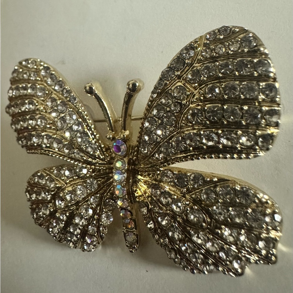 Butterfly Brooch with Rhinestone - Picture 2 of 3